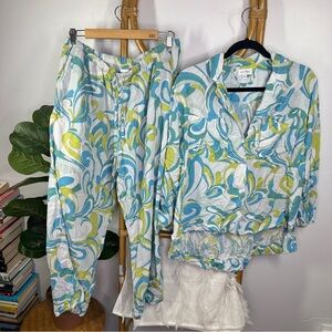 Piyama Blue and Green Swirl Pajamas sz S/M
